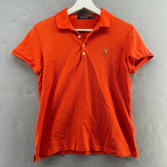 Polo Golf Ralph Lauren Classic Fit Shirt Womens Medium Orange Preppy Pony Logo - Picture 1 of 9